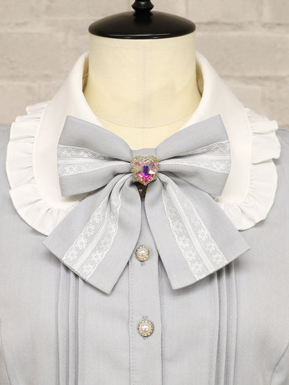 Girly Heart ビジュー付リボンブローチ サックス（SaxeBlue） FREE ｜Amavel（アマベル）公式サイト