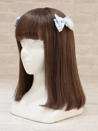 ハートチャーム付リボンレースクリップ サックス（SaxeBlue） FREE ｜Amavel（アマベル）公式サイト