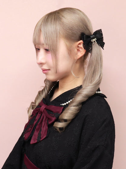 【メンバーズセール対象】リボンチャーム付レースダブルリボンクリップ ブラック（Black） FREE ｜Amavel（アマベル）公式サイト
