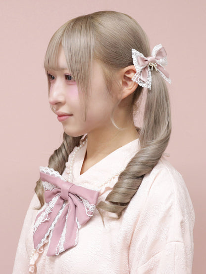 【メンバーズセール対象】リボンチャーム付レースダブルリボンクリップ ピンク（Pink） FREE ｜Amavel（アマベル）公式サイト