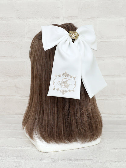 モノグラム刺繍入りリボンバレッタ オフホワイト（Off White） FREE ｜Amavel（アマベル）公式サイト