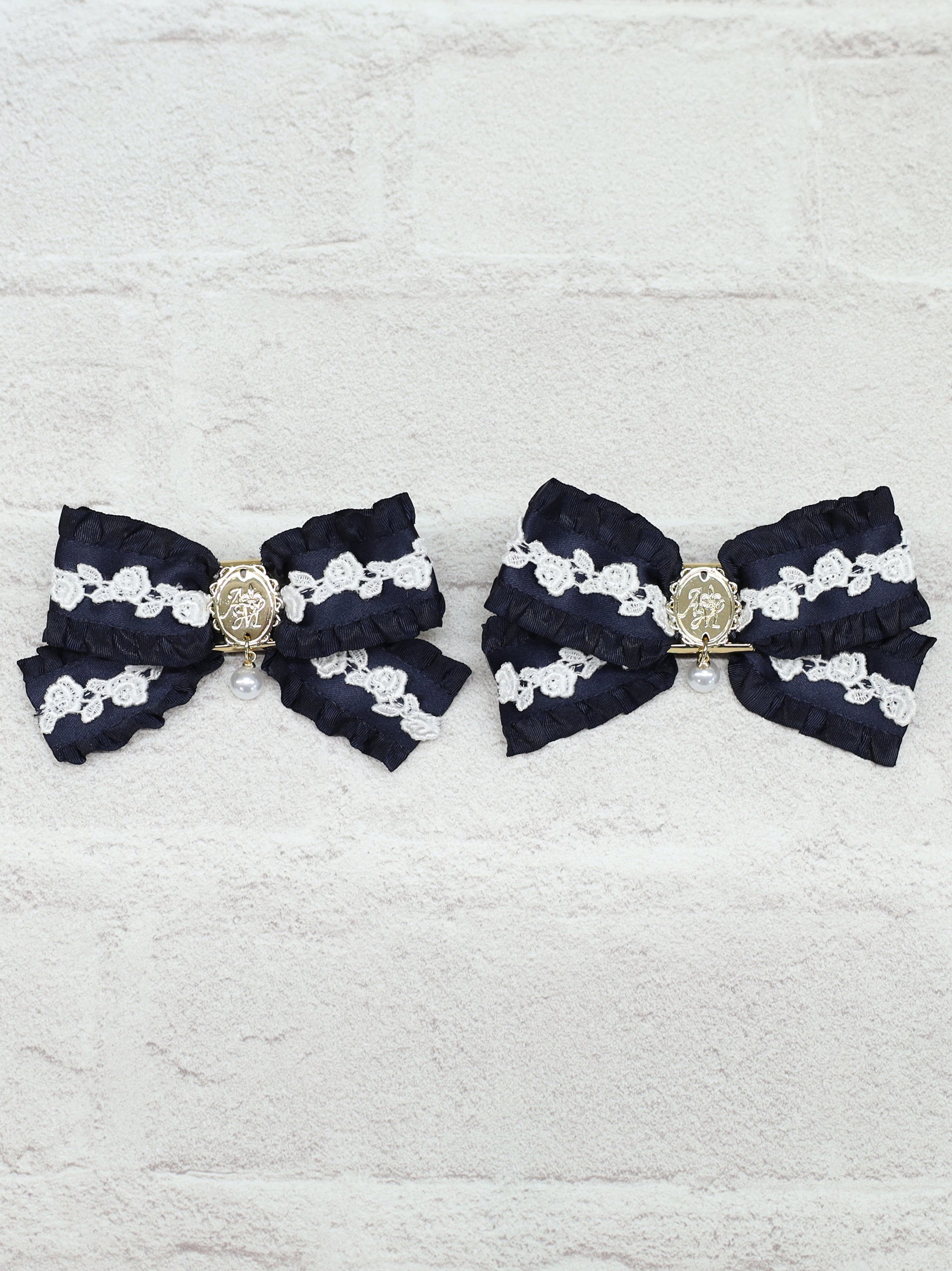classical lace frill ダブルリボンクリップ ネイビー（Navy） FREE ｜Amavel（アマベル）公式サイト