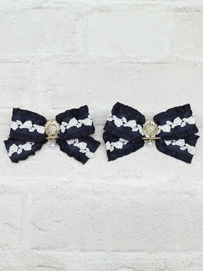 classical lace frill ダブルリボンクリップ ネイビー（Navy） FREE ｜Amavel（アマベル）公式サイト