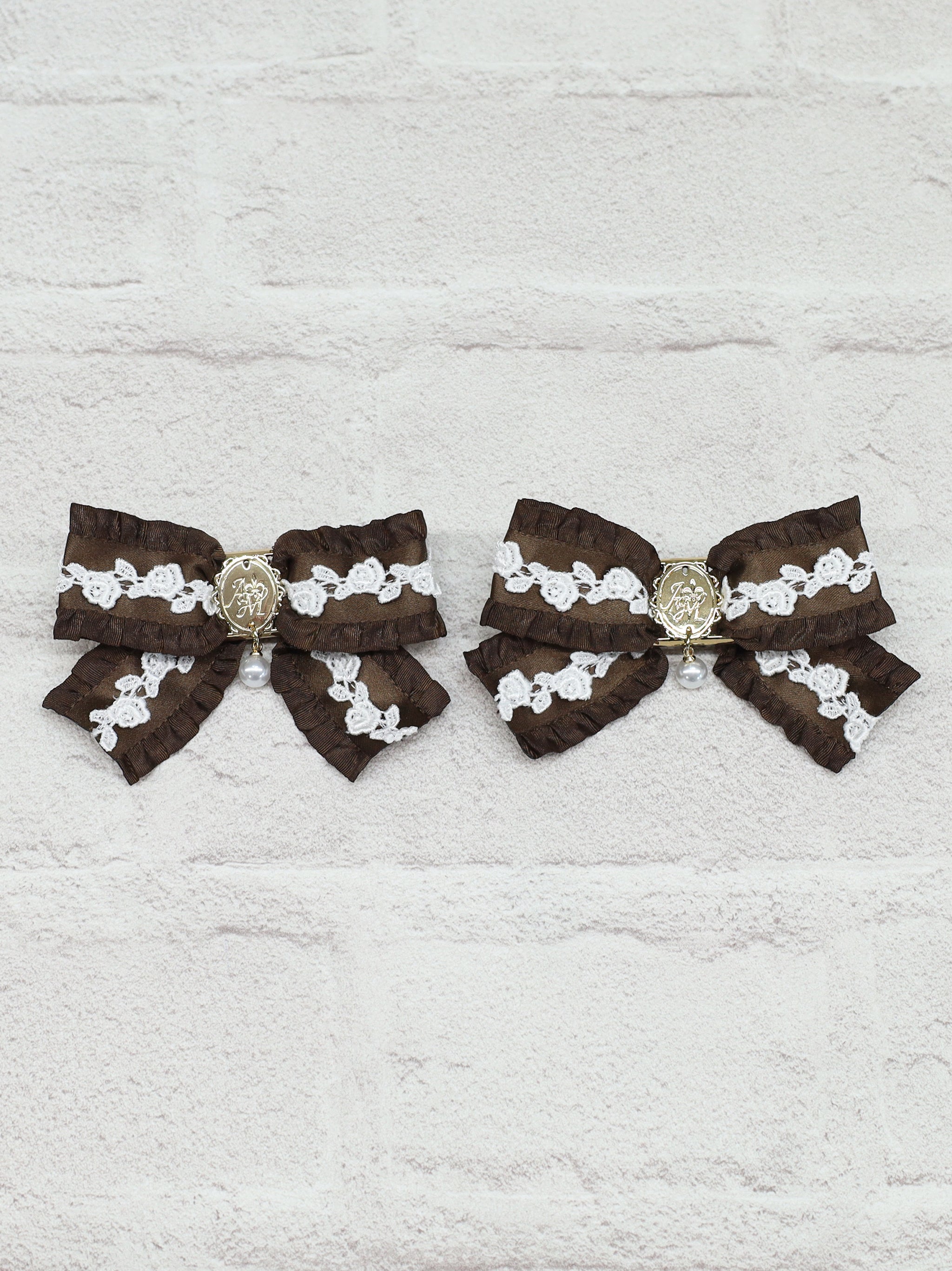 classical lace frill ダブルリボンクリップ ブラウン（Brown） FREE ｜Amavel（アマベル）公式サイト