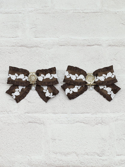 classical lace frill ダブルリボンクリップ ブラウン（Brown） FREE ｜Amavel（アマベル）公式サイト