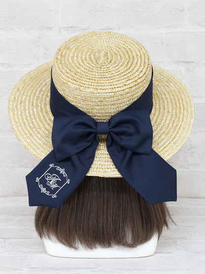 モノグラム刺繡入りリボンカンカン帽 ｜Amavel（アマベル）公式サイト