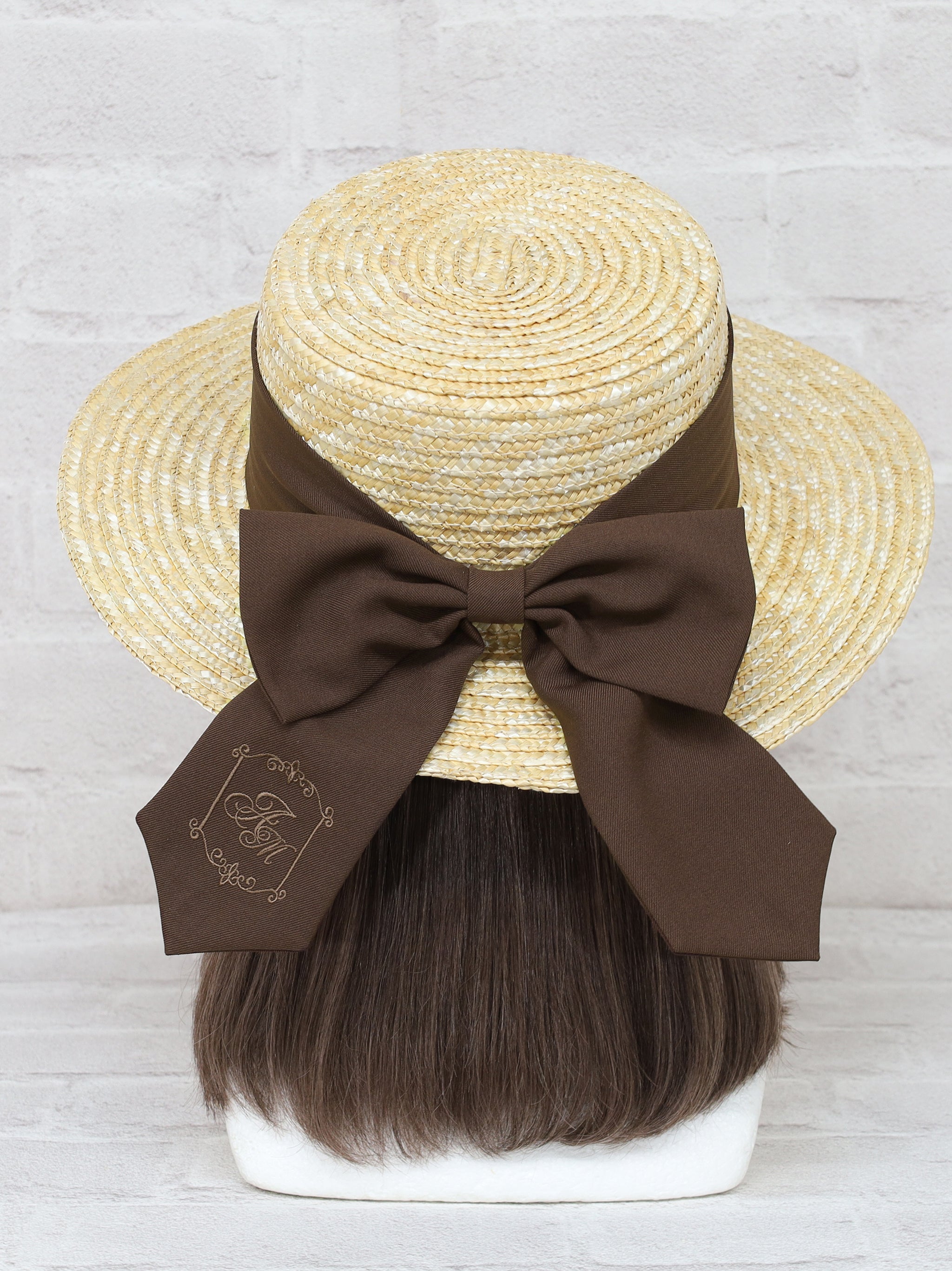 モノグラム刺繡入りリボンカンカン帽 ｜Amavel（アマベル）公式サイト