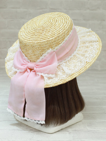 レースリボンカンカン帽 ピンク（Pink） FREE ｜Amavel（アマベル）公式サイト