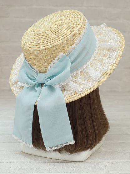 レースリボンカンカン帽 サックス（SaxeBlue） FREE ｜Amavel（アマベル）公式サイト