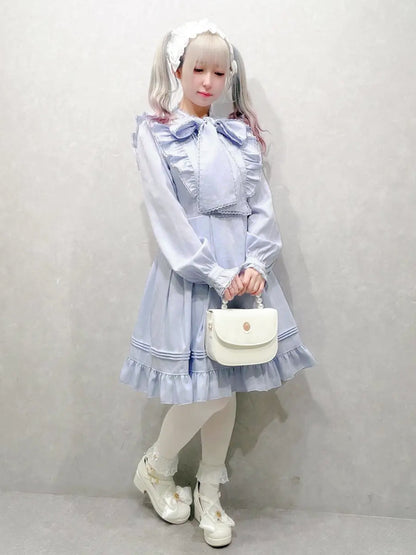 Frill Lace ボウタイワンピース サックス（SaxeBlue） FREE ｜Amavel（アマベル）公式サイト