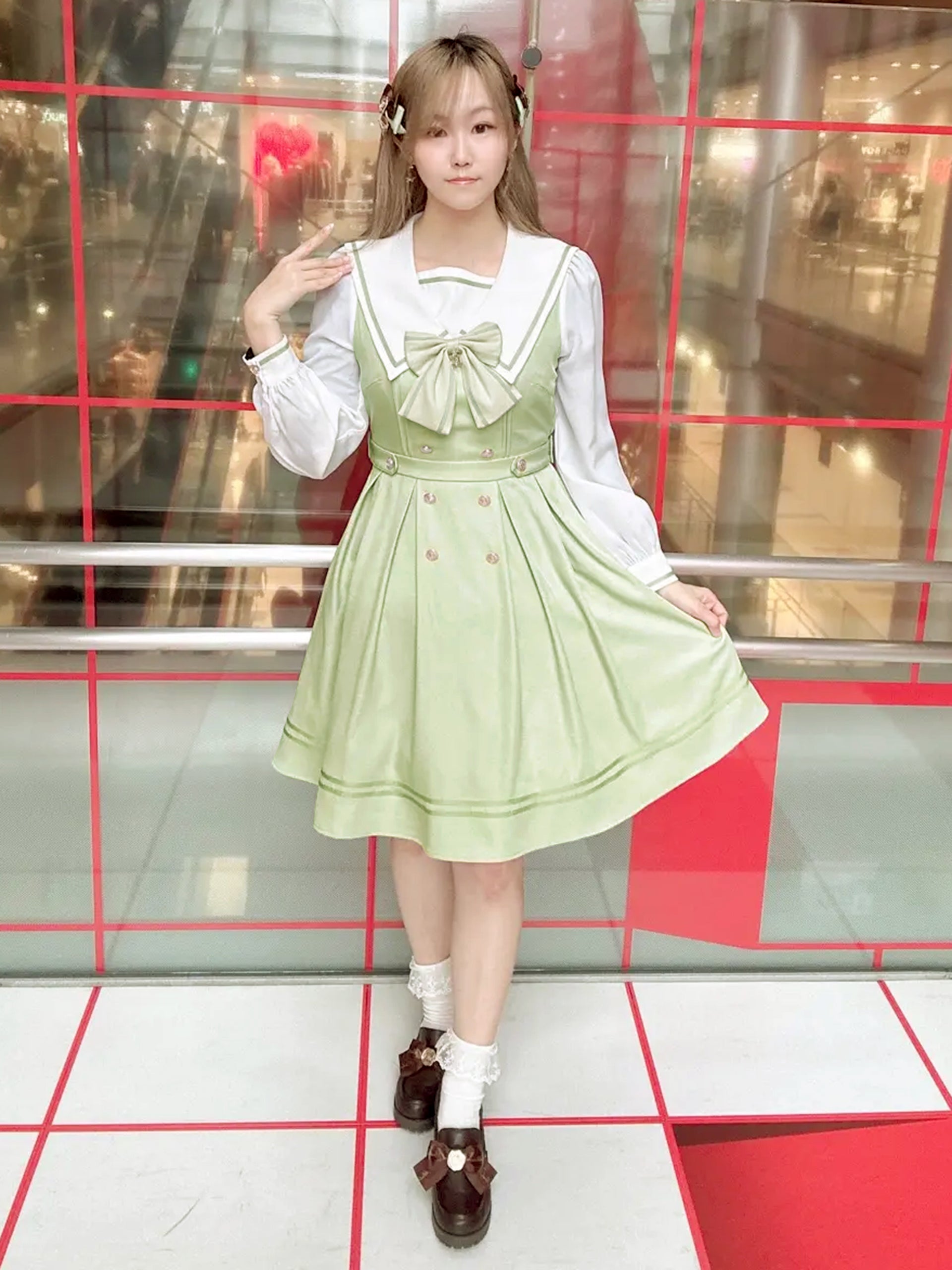 amavel ロリータ ワンピース セーラー 制服 トップス スカート  セーラー服 ワンピース レディース ロングスカート 森ガール ドレス jk 制服 学生服 学園風 可愛い 森ガール ロリータ 学園祭 文化祭 仮装