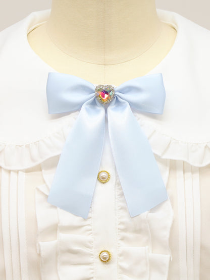 ハートビジュー付リボンブローチ サックス（SaxeBlue） FREE ｜Amavel（アマベル）公式サイト