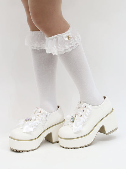 モノグラムチャーム付レースハイソックス オフホワイト（Off White） FREE ｜Amavel（アマベル）公式サイト