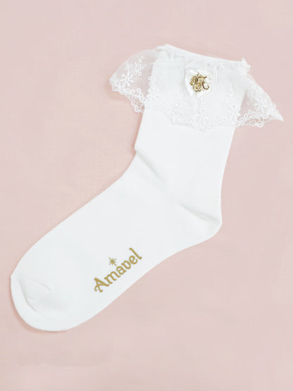 モノグラムチャーム付レースクルーソックス オフホワイト（Off White） FREE ｜Amavel（アマベル）公式サイト