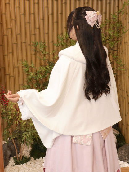 ◆受注生産アイテム◆椿と猫の手まり唄和風ケープ