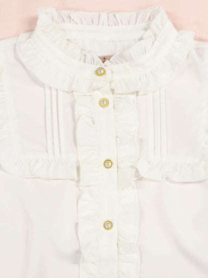 ヨーク切替スタンドフリル長袖ブラウス ｜Amavel（アマベル）公式サイト