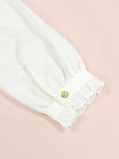 ヨーク切替スタンドフリル長袖ブラウス ｜Amavel（アマベル）公式サイト