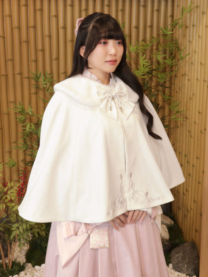 ◆受注生産アイテム◆椿と猫の手まり唄和風ケープ