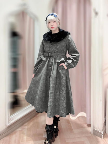 Noble Elegance ペプラムロングコート チェック（Check） FREE ｜Amavel（アマベル）公式サイト