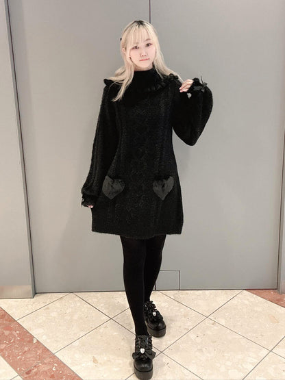 ハートポケットニットワンピース ブラック（Black） FREE ｜Amavel（アマベル）公式サイト