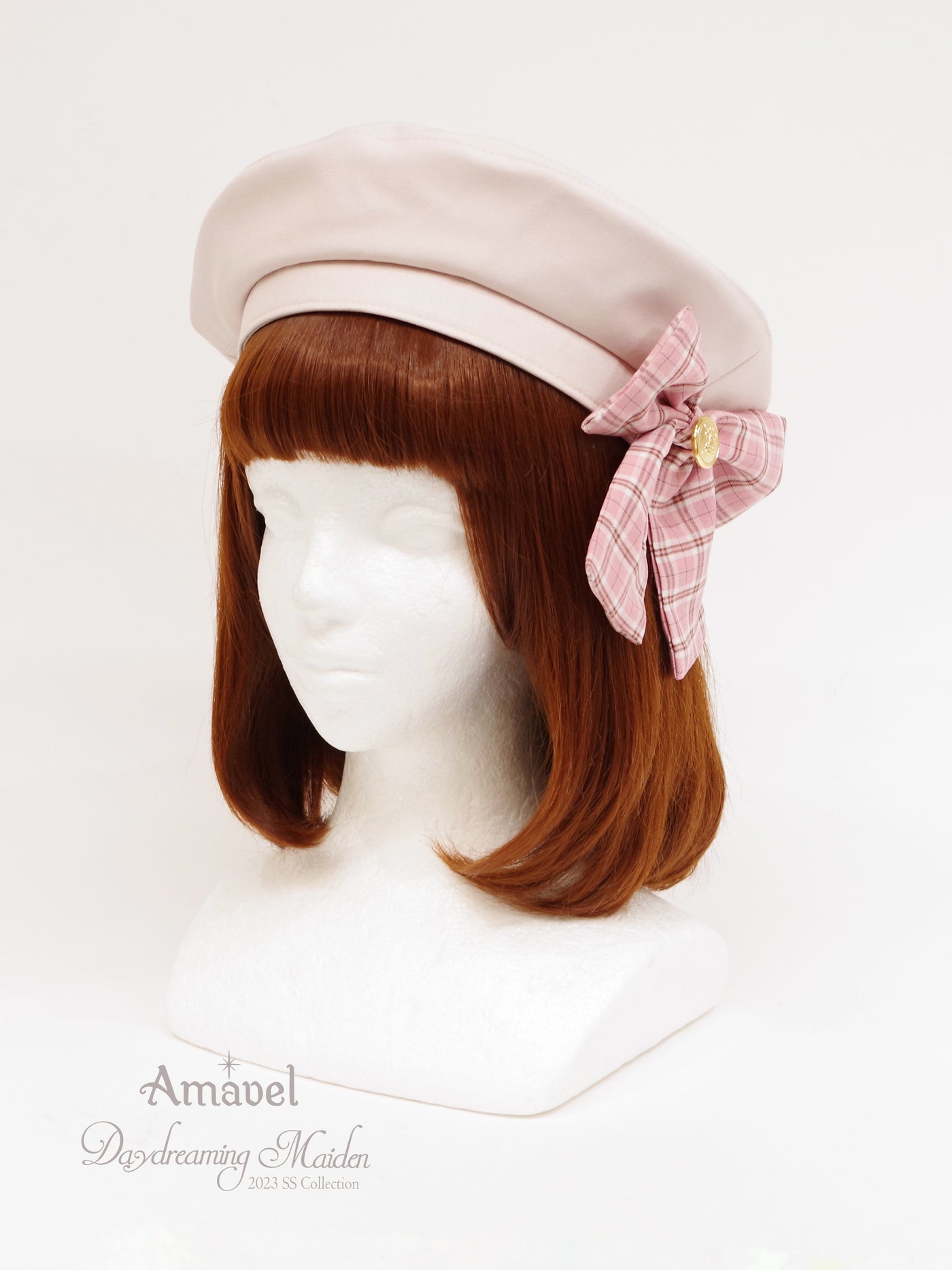 Ribbon attached leather belt beret （8370791350503）– Amavel